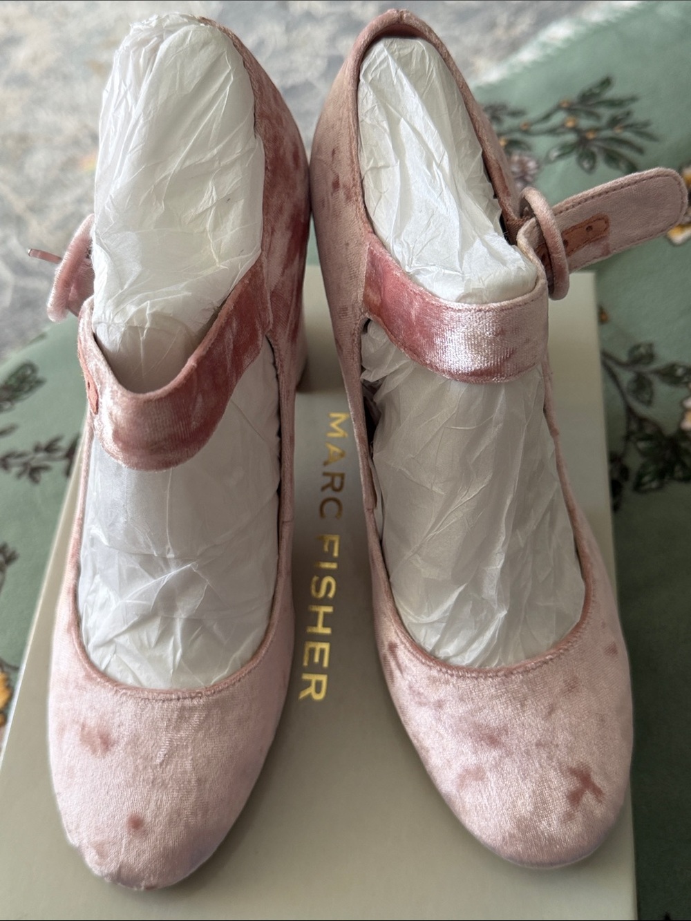 Marc Fisher Dusty Pink Velvet Mary Jane Heels